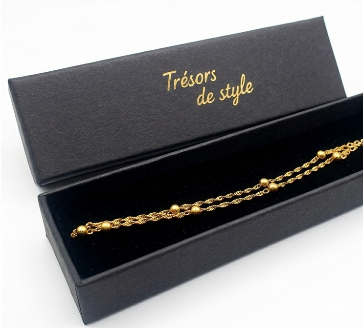 Bracelet acier inoxydable plaqué or — Résistant à l'eau