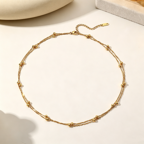 Collier Double Rang en Acier Inoxydable Waterproof — Collection Signature