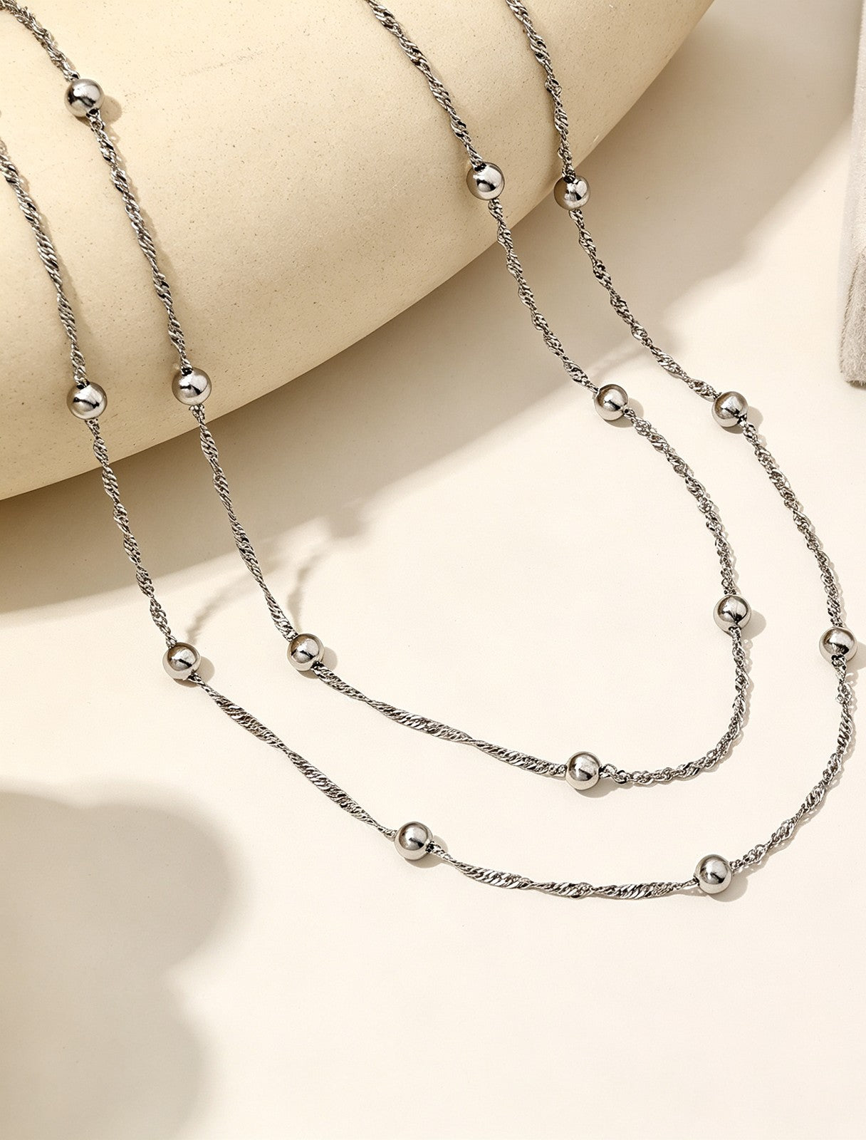 Collier double rang acier inoxydable